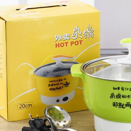 Vista 5 de Olla caliente eléctrica, olla eléctrica para cocinar, olla eléctrica de 1.8L 400 a 800W, pared interior de acero inoxidable, 2 modos, protección