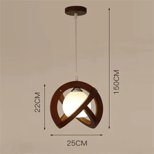 Vista 7 de Lámpara colgante de madera estilo rústico retro con globo de vidrio blanco, lámpara colgante Celing para cocina, isla, comedor, dormitorio, pasillo