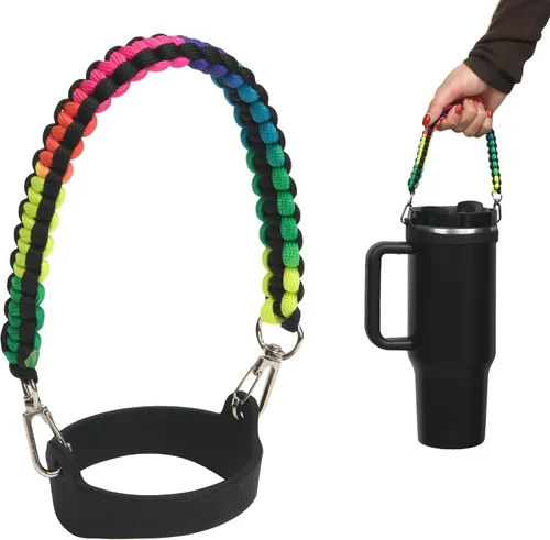 Vista 8 de Wongeto Correa con Asa para Botella de Agua - Compatible con Botella de Agua Stanley - Asa de Paracord para Accesorios de Vaso Stanley