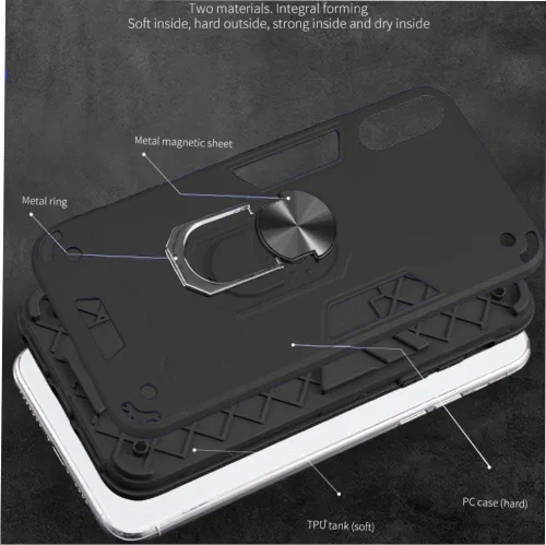 Vista 3 de Moto E 2020, Moto e xt2052dl - Funda para teléfono, protector de pantalla [2 unidades] Anillo de metal giratorio de 360 grados delgado, absorción