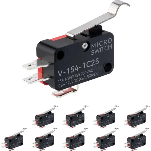 Vista 11 de 10 piezas Interruptor de límite de plomo, micro interruptor de acción Snap SPDT 1NO 1NC V-15-1C25