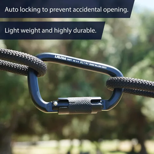 Vista 10 de Fusion Climb Swift Lock - Mosquetón de aluminio con bloqueo automático, ligero y fuerte para trabajadores de gran altitud, hamacas, accesorios