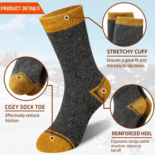 Vista 5 de SeeyAN Calcetines térmicos para niños y niñas, calcetines térmicos de lana merina, calcetines térmicos para niños y niñas, senderismo, esquí