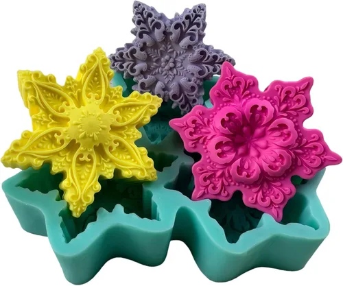 Vista 10 de Molde de jabón hexagonal para alivio de flores, 3 cavidades, molde de silicona para jabón natural, vela perfumada, cera de chocolate, mousse