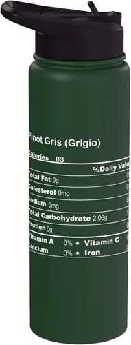 Vista 9 de Funny Pinot Gris Grigio Thanksgiving Nutritional Fact Stainless Steel Insulated Water Bottle