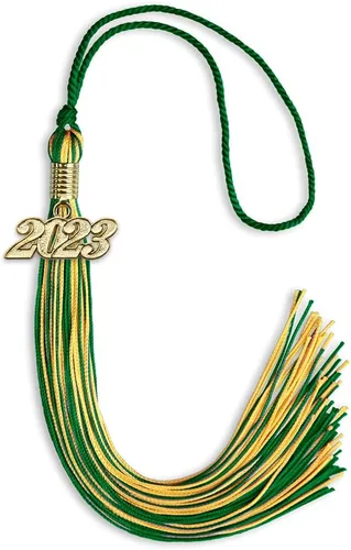 Vista 178 de Endea Graduation - Borla de doble color mixto con fecha dorada (negro/dorado antiguo, 2021)