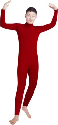 Vista 20 de Shinningstar Zentai Unitard - Body de manga larga con cuello alto y elastano para hombre Verde militar