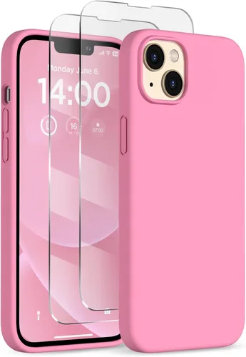 Vista 14 de Funda de silicona diseñada para iPhone 14 Plus, con 2 protectores de pantalla, funda protectora de cuerpo completo a prueba de golpes, funda delgada