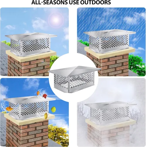 Vista 6 de Tapa de Chimenea, Cubierta de Chimenea, Método de Instalación Inferior Ajustable para Adaptarse al Exterior de las Dimensiones Existentes