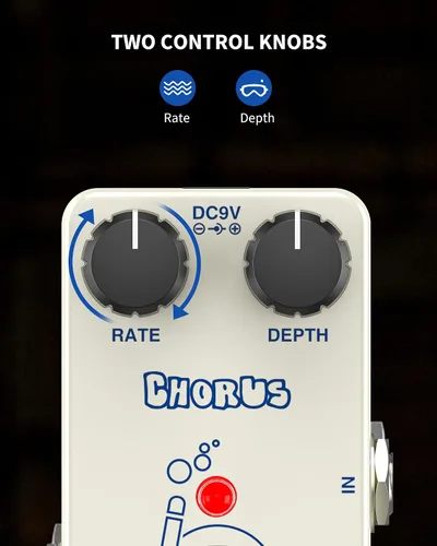 Vista 2 de Pogolab Pedal de Chorus, Pedal de Guitarra Chorus, Mini Pedal de Chorus Analógico, DC 9V, True Bypass para Guitarra Eléctrica