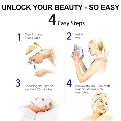 Vista 7 de Tratamiento facial Angel Kiss luz verde, azul, roja, terapia con fotónes, LED, tratamiento facial de belleza, cuidado de la piel fototerapia
