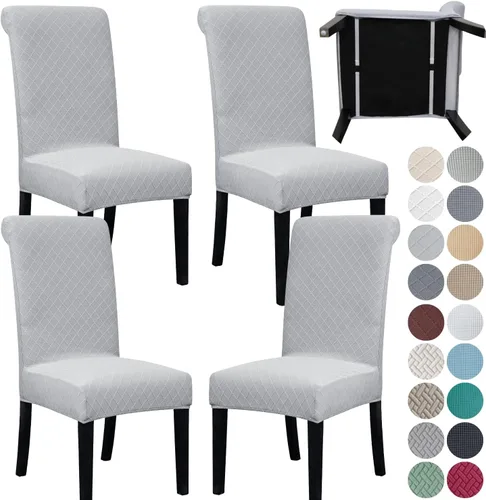 Vista 20 de SPRINGRICO Paquete de 2 fundas para sillas de comedor con cinturón de seguridad, fundas elásticas para sillas Parsons lavables, fundas protectoras