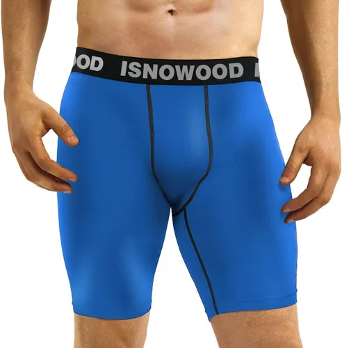 Vista 2 de Isnowood - Pantalones cortos de compresión para hombre, ropa interior atlética de elastano, para ejercicio, correr