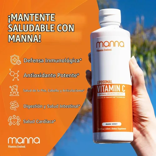 Vista 3 de Manna Vitamins Evolved - Vitamina C liposomal - Suplemento líquido de apoyo inmunológico de alta absorción con antioxidantes - Refuerzo de colágeno