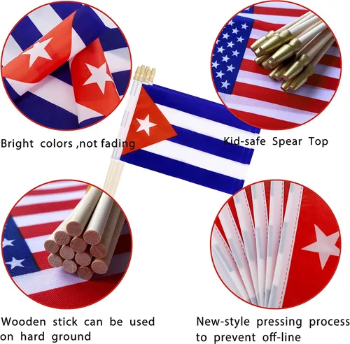 Vista 4 de TSMD Mini banderas de mano cubanas pequeñas, 5 x 8 pulgadas, paquete de 12