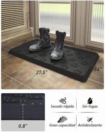 Vista 2 de SUPENUIN Bandeja de botas con patrón de patas para entrada, alfombrillas de goma impermeables para perros, bandeja multiusos para entrada