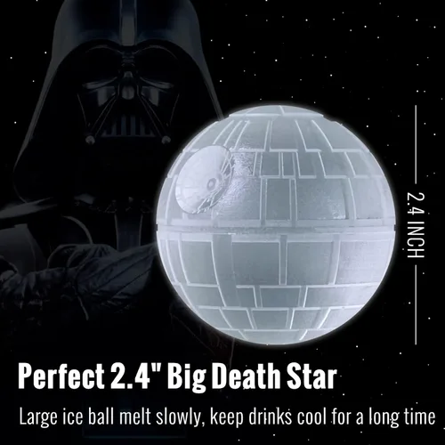 Vista 4 de Star Wars - Molde para cubitos de hielo de estrella de la muerte, molde redondo para cubitos de hielo para whisky, bourbon, cócteles