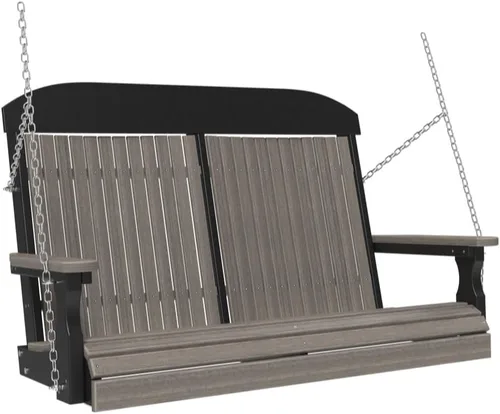 Vista 11 de LuxCraft Columpio clásico de poliéster de 4 pies con respaldo alto, fabricado con plásticos reciclados, fabricado en Estados Unidos (caoba antigua)