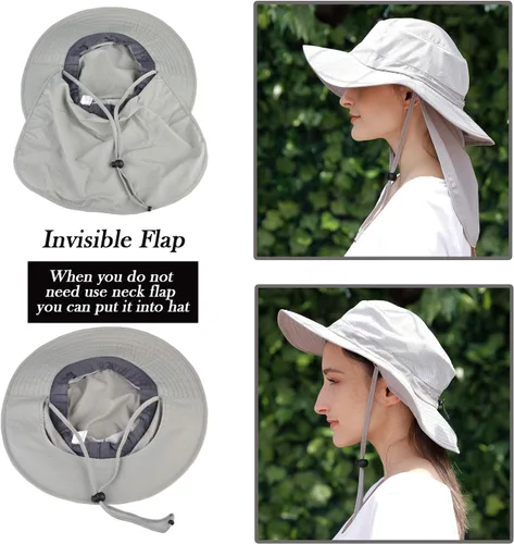 Vista 6 de JORMATT Sombrero de sol unisex con solapa para el cuello, protección para el cuello, protección para el cuello, UPF 50+