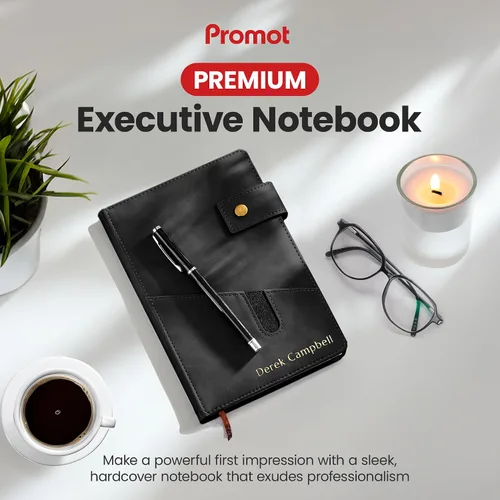 Vista 2 de Promot Cuaderno Personalizado - Diario en Cuero A5 con Páginas Rayadas para Hombres y Mujeres - Cuaderno Ejecutivo de Tapa Dura, Diario Diario