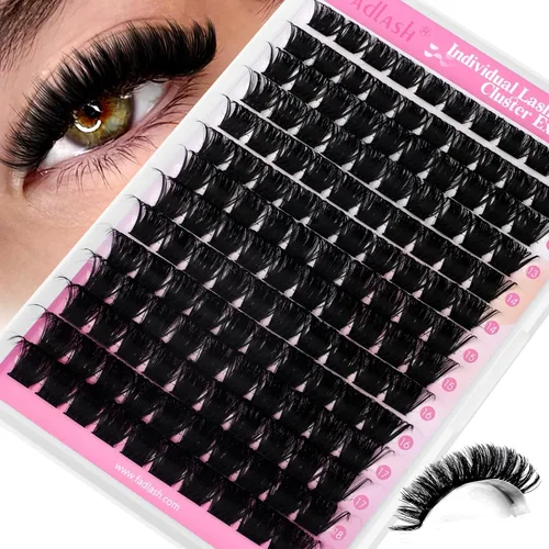 Vista 35 de Extensiones de racimos de pestañas con bandeja grande, pestañas individuales 10D 20D, mezcla natural, suave, C Cur negro, imitación de visón