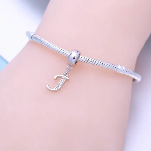 Vista 118 de ABUN Abalorio de plata de ley 925 con letra A a la Z, espaciador de inicial, con circonita cúbica transparete colgante, auténtica, para pulseras