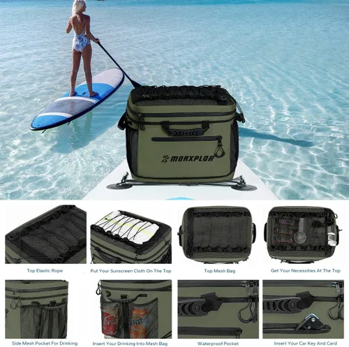 Vista 7 de MORXPLOR Bolsa impermeable de PVC para cubierta de paddleboard, 40 latas Sup Deck Cooler Bag,Bolsa enfriadora para paddleboard,Bolsa térmica