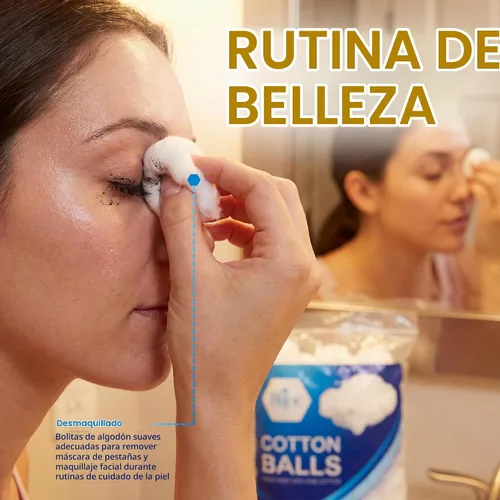 Vista 7 de MED PRIDE Bolas de algodón 100% puro,Ultra suave y absorbente,No estéril,300 Ct