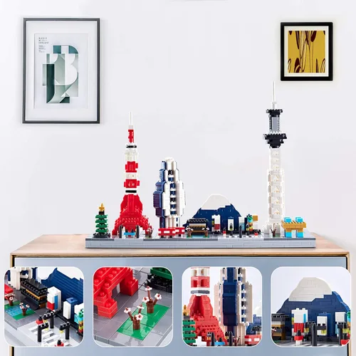 Vista 4 de Architecture Tokyo Skyline - Kit de construcción de modelos coleccionables, juegos de microbloques para adultos, kit de modelo de regalo de juguete