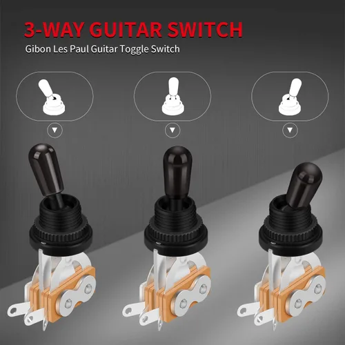 Vista 2 de DaierTek Selector de pastilla de interruptor de palanca de guitarra de 3 vías para guitarra eléctrica Gibson Epiphone Les Paul (punta negra)