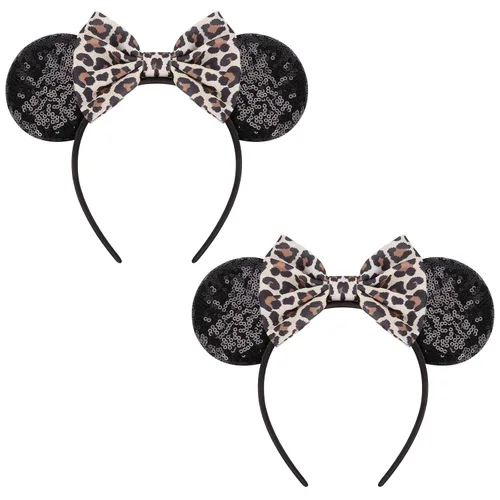 Vista 30 de DRESHOW Diademas de orejas de ratón para mujer, con orejas de Mickey y perlas blancas lisas, bandas para la cabeza de lazo, banda de terciopelo