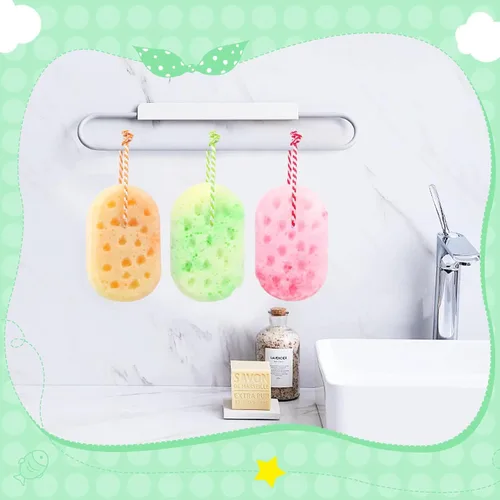 Vista 6 de Esponja de ducha de baño para mujer y hombre, masaje relajante corporal exfoliante esponja de lufa de limpieza profunda