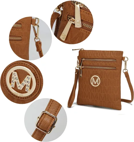 Vista 5 de MKF - Bolsos cruzados para mujer, correa de muñeca, bolso de hombro de piel sintética, bolso cruzado pequeño