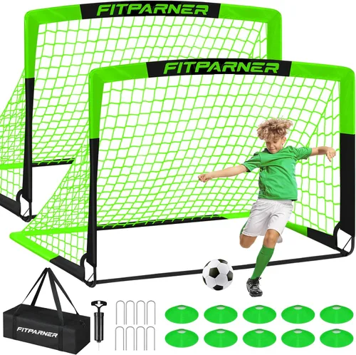 Vista 11 de Arcos de Fútbol para Niños para Patio Trasero - Juego de 2 Arcos de Fútbol Plegables Emergentes con Bola, Conos, Kit Completo de Equipo
