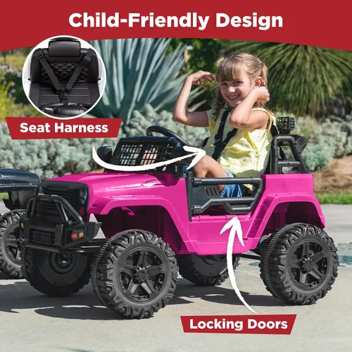 Vista 5 de Best Choice Products - Auto de 12 V para niños con control remoto para Rosa intenso