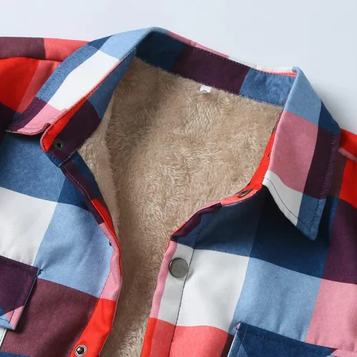Vista 18 de Camisas casuales de franela de manga larga con botones y ajuste regular para hombre para otoño e invierno con forro polar