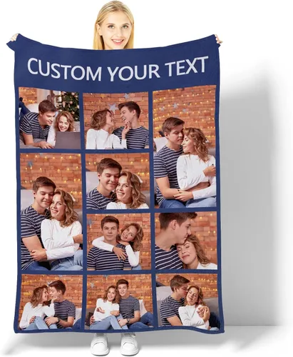 Vista 8 de Manta personalizada con imagen, manta personalizada para parejas, manta de fotos para sofá, familia, Navidad, Halloween, cumpleaños, boda, regalos