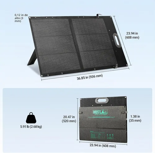 Vista 9 de HQST Panel solar portátil 100W, tipo N, eficiencia del 25%, prenda