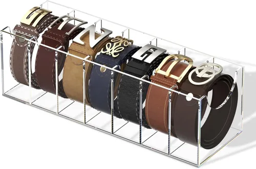 Vista 10 de FEMELI - Organizador de cinturón de acrílico para armario, caja de almacenamiento de 5 ranuras Clear Acrylic Shelf Belt Closet& Drawer Storage