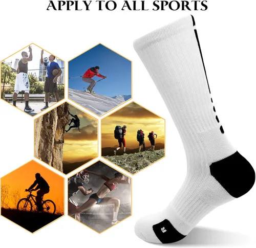 Vista 2 de MUMUBREAL Calcetines de baloncesto de élite acolchados atléticos, calcetines deportivos de compresión gruesa para hombres y mujeres