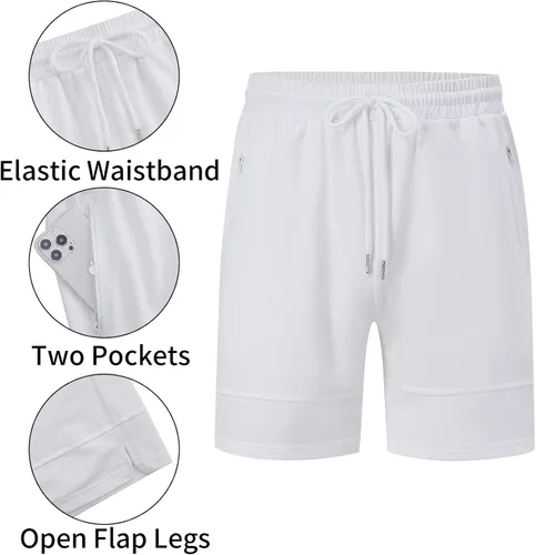 Vista 5 de TURETRENDY Conjunto de camisa polo y pantalones cortos para hombre, manga corta, cremallera, 2 piezas, traje de verano, casual, atlético, conjunto