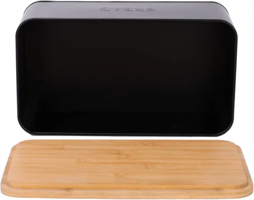 Vista 5 de Caja de pan negra, caja de pan rústica, caja de pan vintage para encimera de cocina, panera negra
