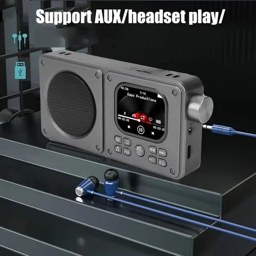 Vista 8 de Jectse Radio digital, radio de vídeo AM FM 2.01 pulgadas pantalla MP3 MP4 reproductor 5.4 altavoz, portátil recargable con conector para auriculares