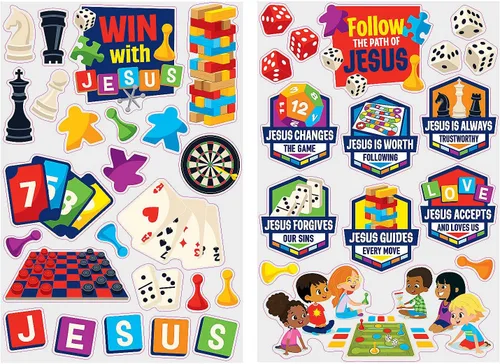Vista 2 de Fun Express Juego de mesa VBS Window Clings - VBS Vacation Bible School Supplies/Decor - 40 piezas