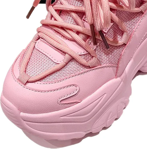 Vista 2 de Julymens Zapatos deportivos gruesos con plataforma para mujer, estilo casual, con cordones, tacón de cuña oculto, zapatos para papá
