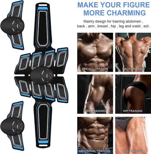 Vista 2 de Estimulador muscular EMS Tónico muscular Cinturón de tonificación abdominal Entrenador muscular corporal Entrenador abdominal Cinturón de tóner