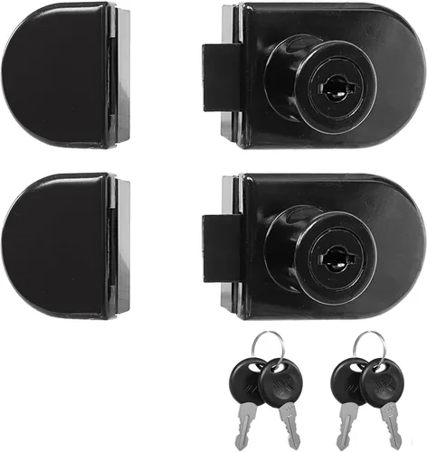 Vista 6 de Cerradura de gabinete de joyería de aleación de zinc, cerradura de puerta de vidrio, puerta individual, 2 llaves para vidrio de 0.21-0.31 pulgadas
