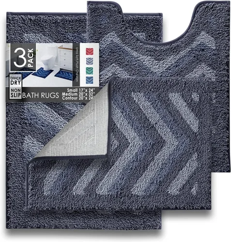 Vista 19 de Clara Clark Alfombras de baño, alfombras de baño ultra suaves y peludas - tapetes de baño para baño, lavable a máquina, base antideslizante de goma