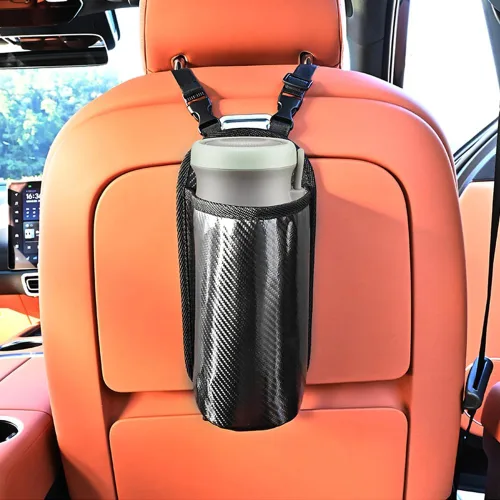 Vista 3 de Expansor grande para portavasos de automóvil, bolsa colgante de almacenamiento lateral del asiento, bolsa colgante de fibra Mertial para botellas