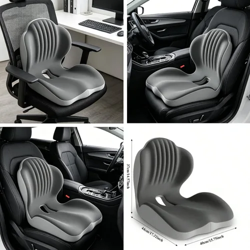 Vista 7 de Cojín ergonómico de espuma viscoelástica, cojín de asiento con soporte lumbar integrado, espuma viscoelástica antideslizante con diseño integrado